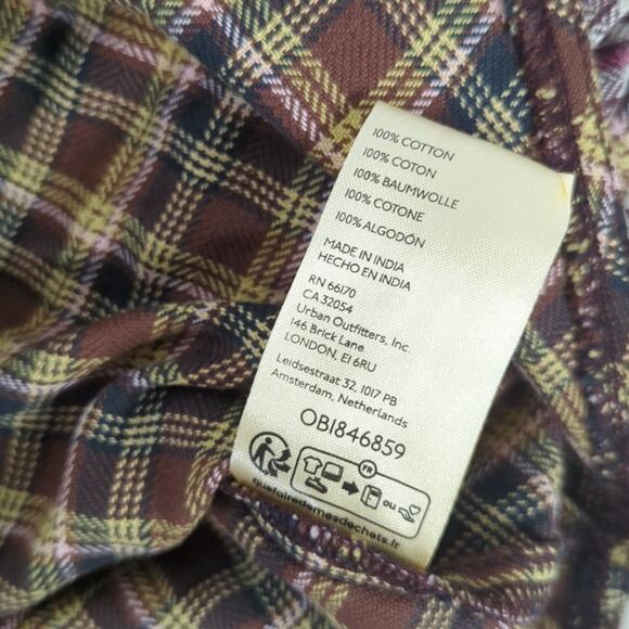 New We The Free Boyfriend Plaid Shirt XS brown combo LAYER IT UP flannel top - Picture 9 of 9